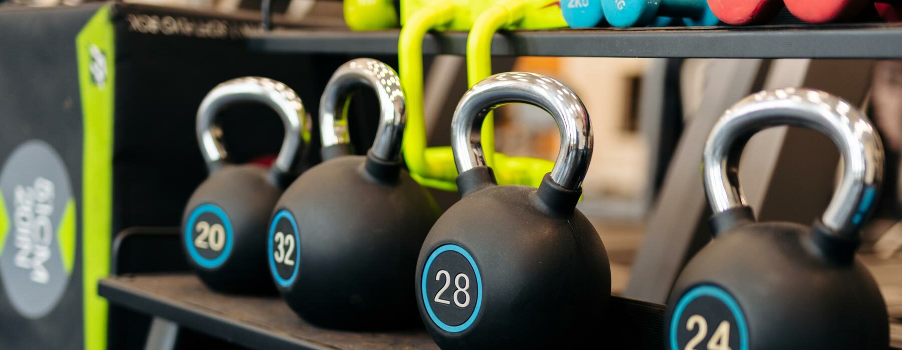 Close up of kettle bells in Riseholme gym