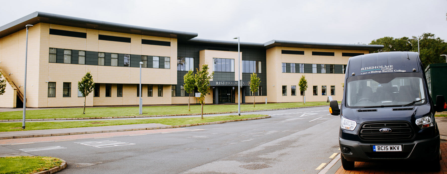 College mini bus outside Riseholme College