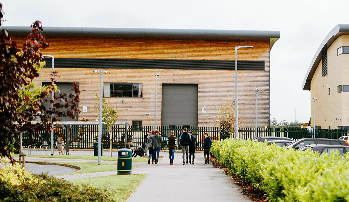 Home open event callout Riseholme students walking to Engineering block mobile